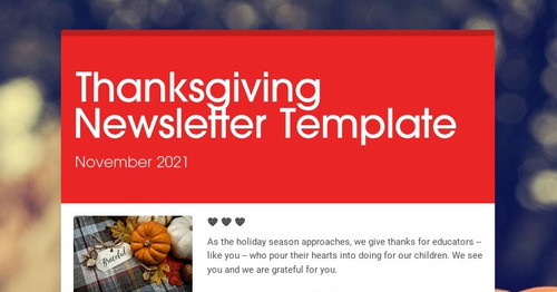 Thanksgiving Newsletter Template | Smore