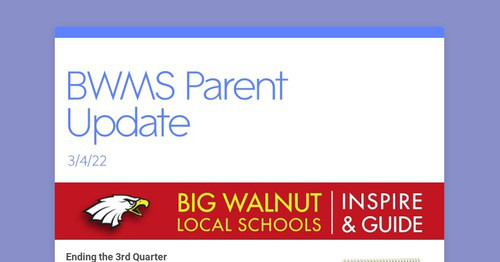 BWMS Parent Update | Smore Newsletters For Education