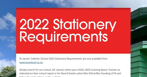 Stationery Requirements For School