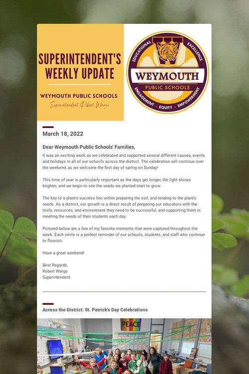 Superintendent's Weekly Update