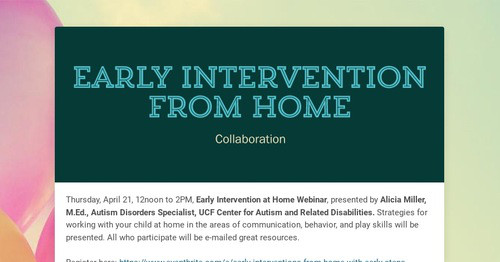 examples of newsletters for early intervention