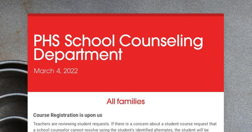 PHS School Counseling Department