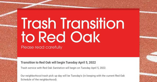 Trash Transition To Red Oak Smore Newsletters For Business trash-transition-to-red-oak-smore-newsletters-for-business