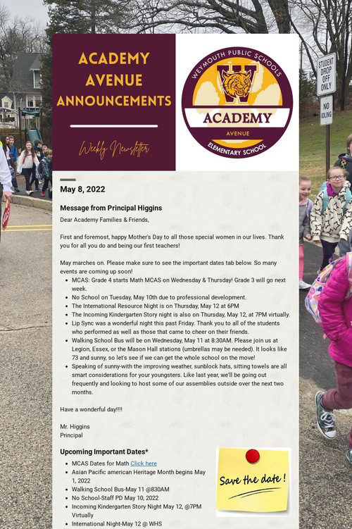 Academy Avenue Announcements