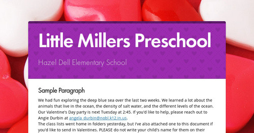 Little Millers Preschool Smore Newsletters