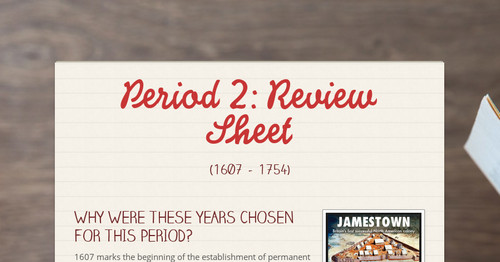 Period 2: Review Sheet - Smore