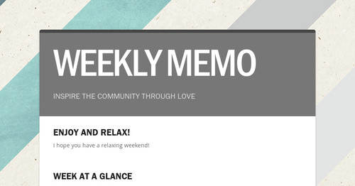 WEEKLY MEMO | Smore Newsletters