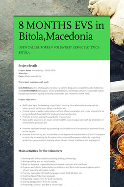 8 MONTHS EVS in Bitola,Macedonia