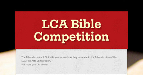 LCA Bible Competition | Smore Newsletters