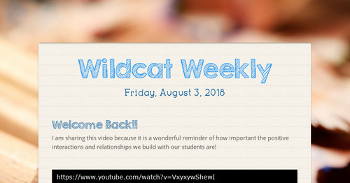 Wildcat Weekly Smore Newsletters 