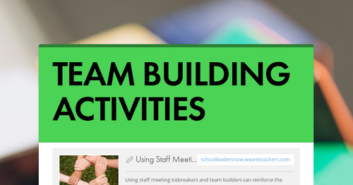 TEAM BUILDING ACTIVITIES | Smore Newsletters