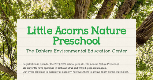 Little Acorns Nature Preschool Smore Newsletters