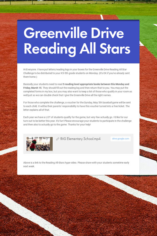 Greenville Drive Reading All-Stars 2015 - Blog