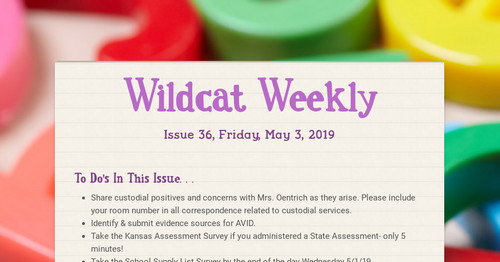 Wildcat Weekly Smore Newsletters 