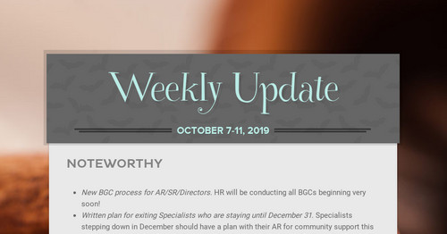 Weekly Update | Smore Newsletters