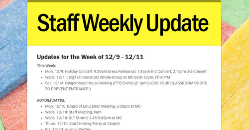 Staff Weekly Update
