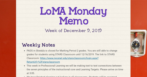 LoMA Monday Memo | Smore Newsletters for Education