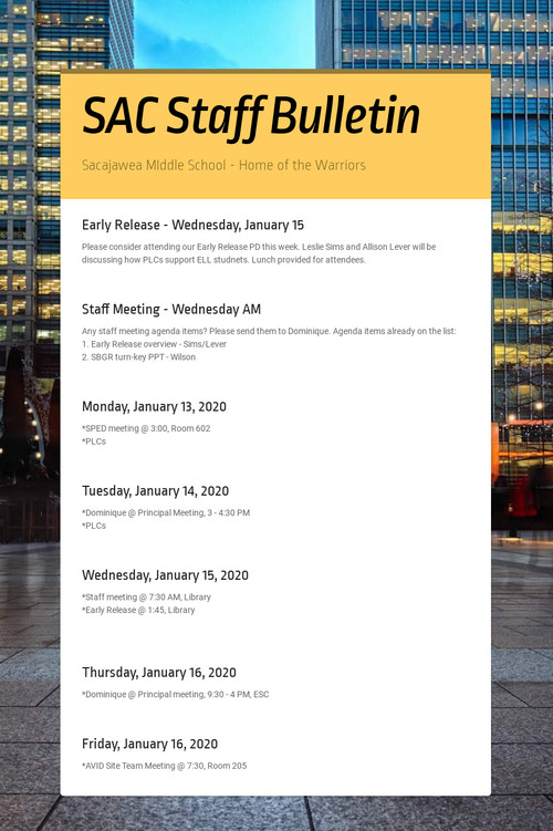SAC Staff Bulletin