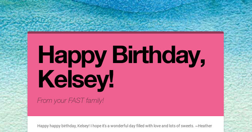Happy Birthday, Kelsey! | Smore Newsletters