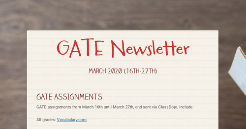 GATE Newsletter | Smore Newsletters