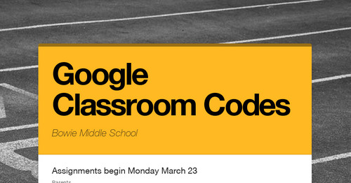 Google Classroom Codes