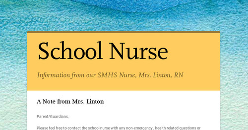 School Nurse | Smore Newsletters For Business