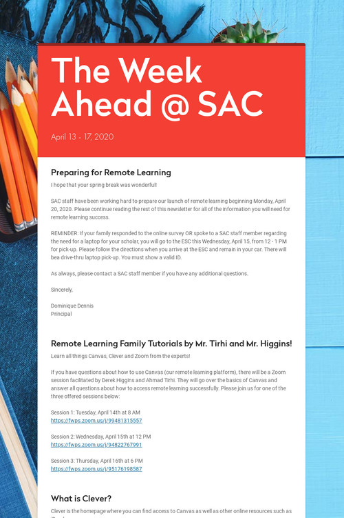 The Week Ahead @ SAC