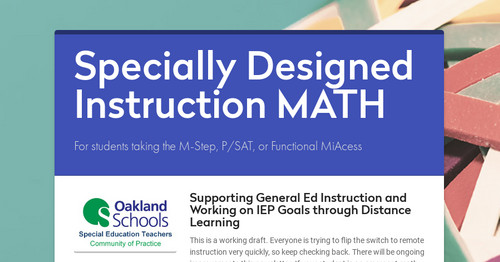 math problem solving specially designed instruction