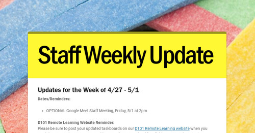 Staff Weekly Update