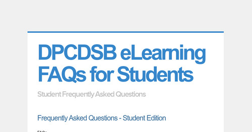 DPCDSB ELearning FAQs For Students | Smore Newsletters For Education