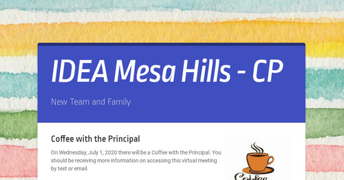 IDEA Mesa Hills CP Smore Newsletters