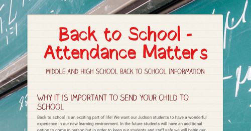 Back To School -attendance Matters 