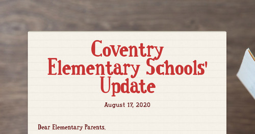 Coventry Elementary Schools' Update | Smore Newsletters for Education