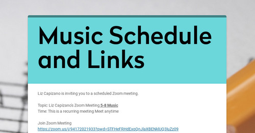 Music Schedule and Links | Smore Newsletters for Education Music Schedule and Links | Smore Newsletters for Education