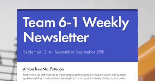 Team 6-1 Weekly Newsletter | Smore Newsletters