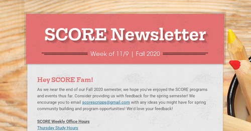 SCORE Newsletter | Smore Newsletters For Education