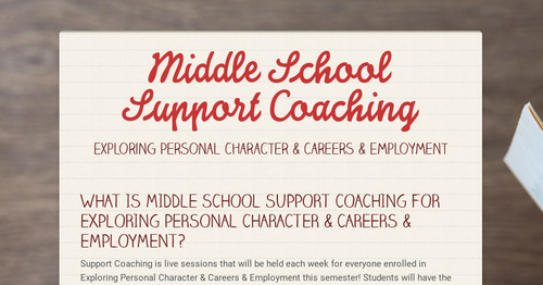 Middle School Support Coaching Smore Newsletters