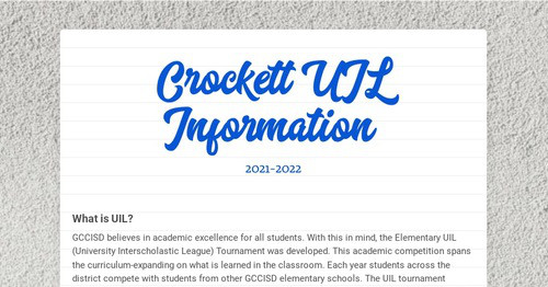 Crockett UIL Information Crockett uil information