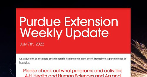 Purdue Extension Weekly Update Smore Newsletters For Education
