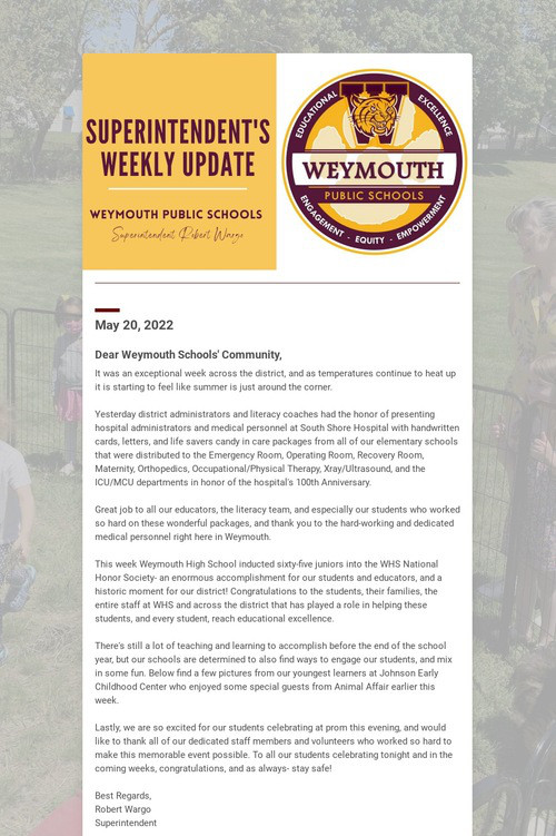 Superintendent's Weekly Update