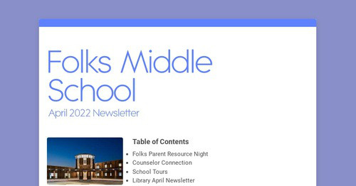 Folks Middle School Smore Newsletters