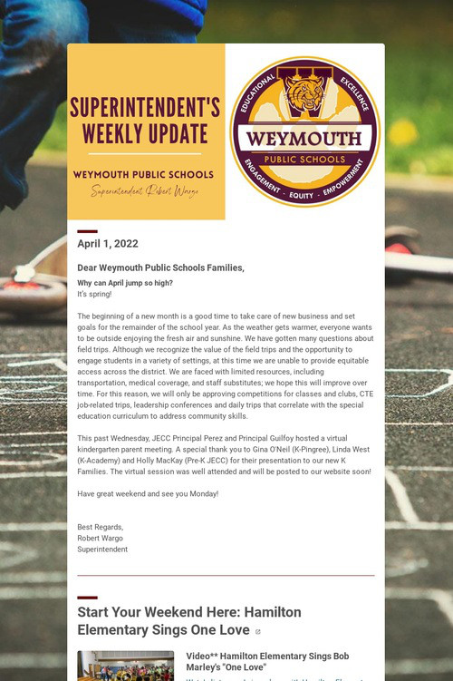 Superintendent's Weekly Update