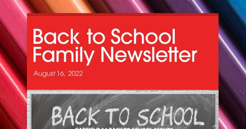 Back to School Family Newsletter